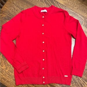 Red Gold Button Cardigan Women’s M Lightweight Sweater